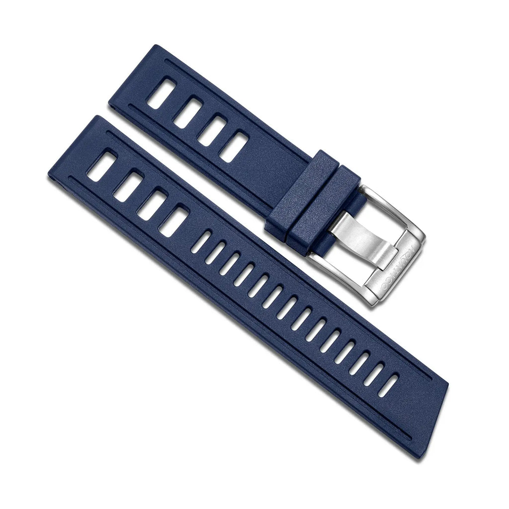 22MM BLUE FKM RUBBER STRAP WITH  STAINLESS STEEL BUCKLE aquaticowatchshop