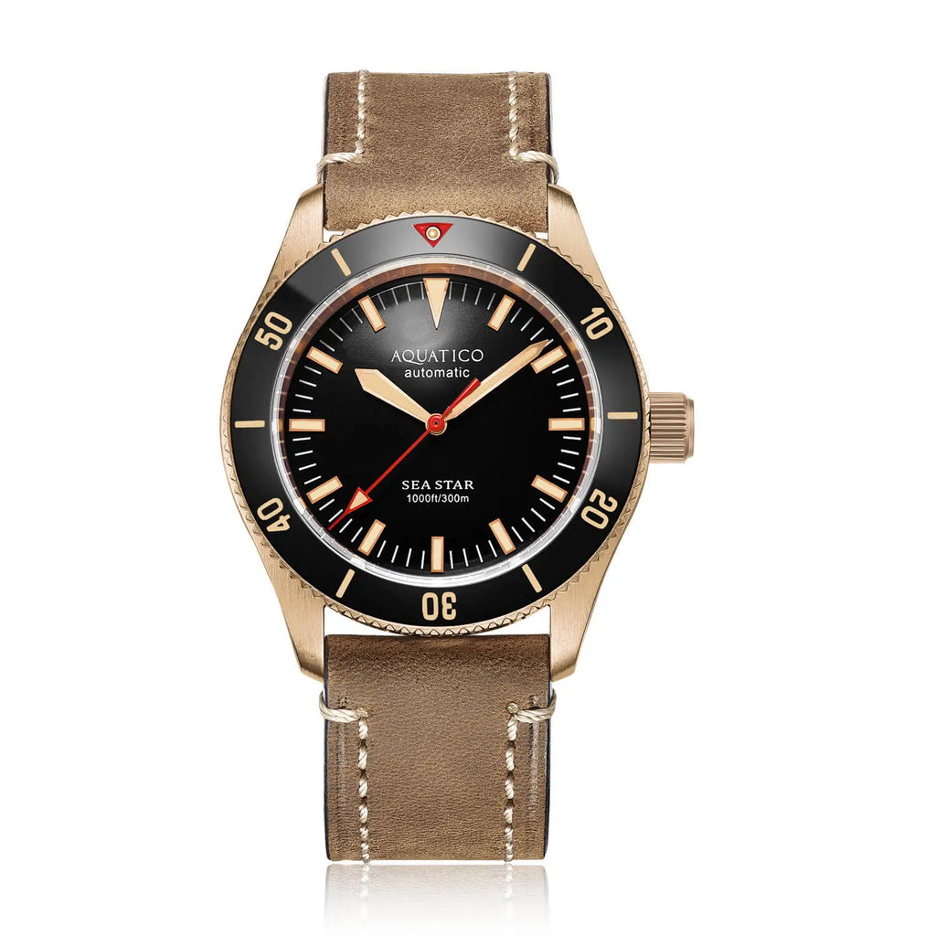 Aquatico Bronze Sea Star Black Dial Watch (NH35 No Date) aquaticowatchshop