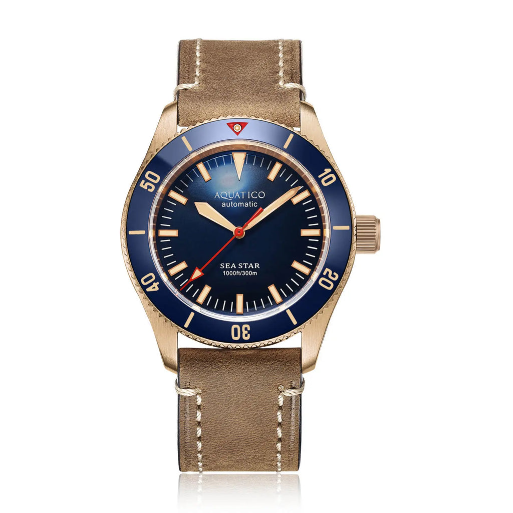Aquatico Bronze Sea Star Blue Dial Watch (NH35 No Date) aquaticowatchshop