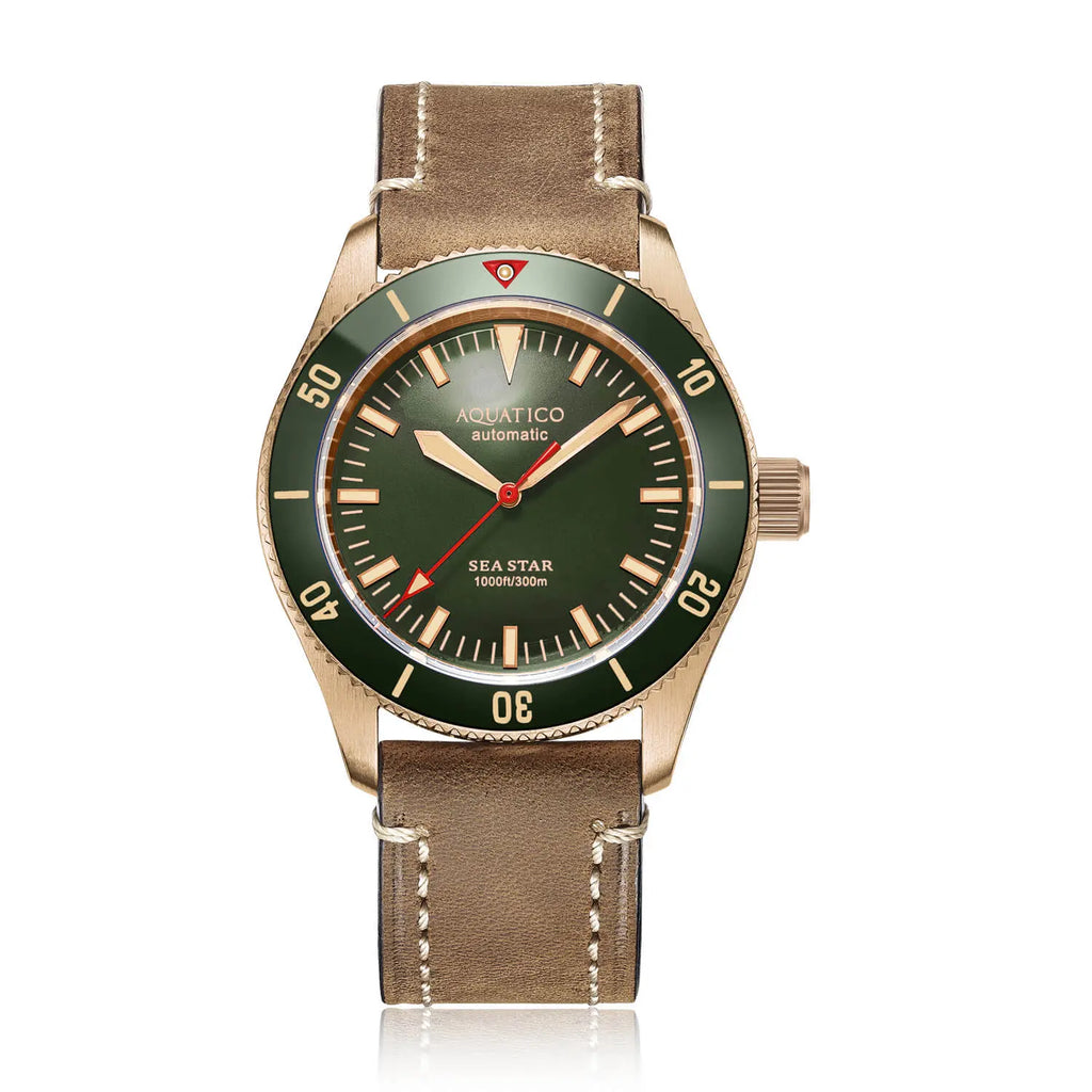 Aquatico Bronze Sea Star Green Dial Watch (NH35 No Date) aquaticowatchshop