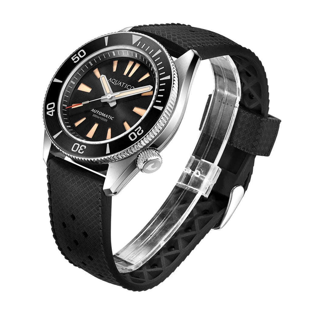 Aquatico Poseidon Black Dial Black Ceramic Bezel Watch (NH35) aquaticowatchshop