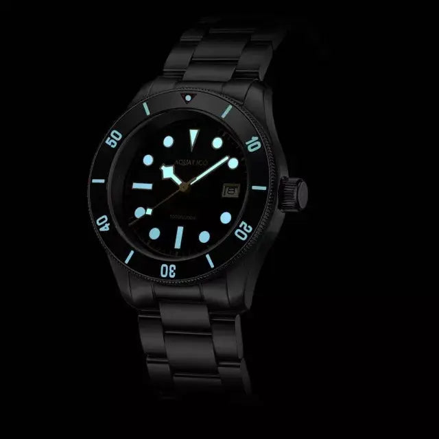 Aquatico Sea Star V2 Black Dial Ceramic Bezel Snowflake Hands Watch (NH35) aquaticowatchshop