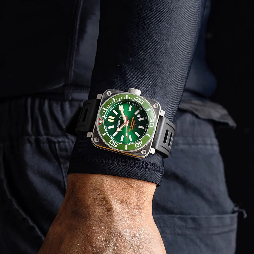 Aquatico Steel Man Green Dial Ceramic Bezel Watch (SWISS MADE ETA2824-2) aquaticowatchshop