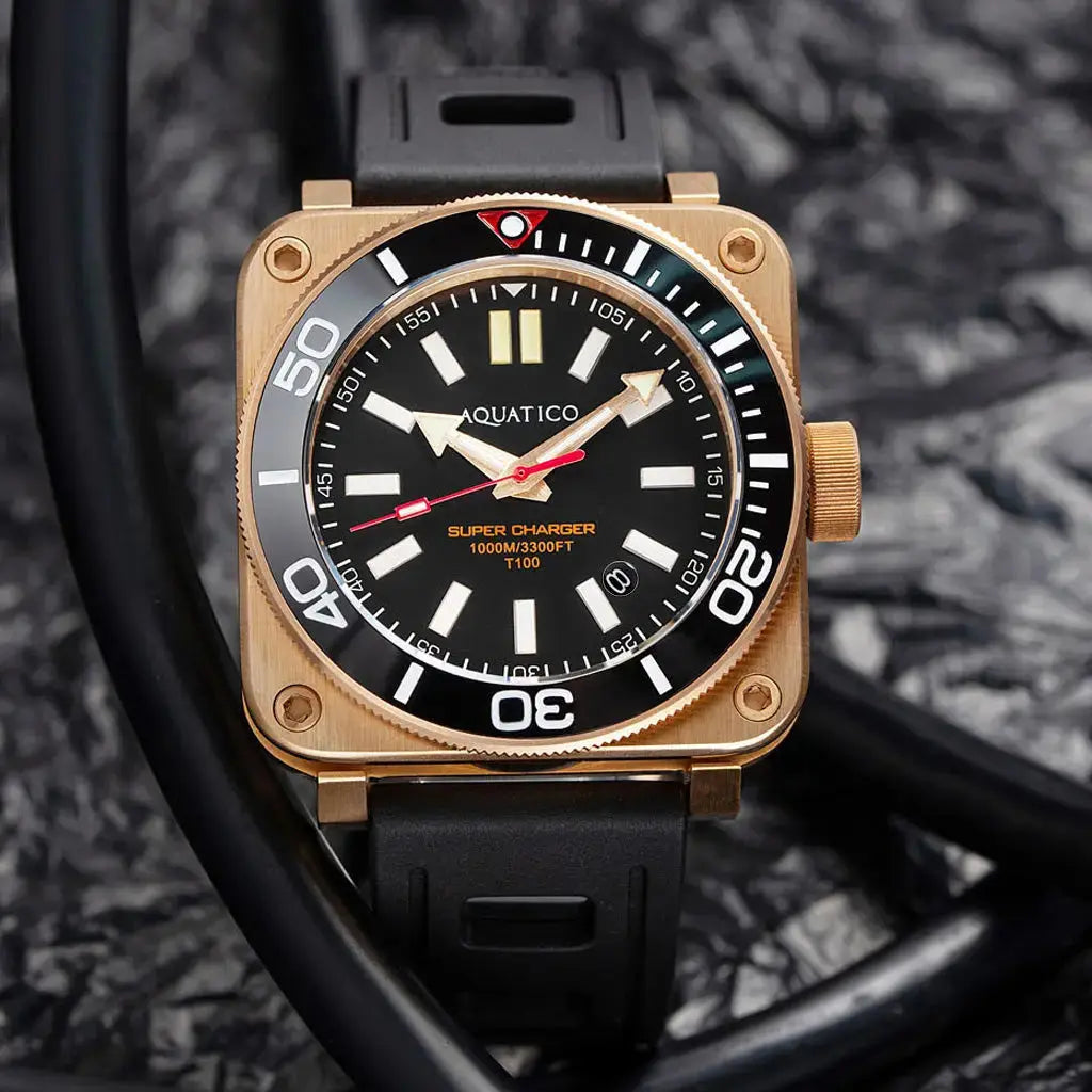 Aquatico Super Charger Bronze Black Dial Watch (SWISS MADE ETA2824-2) aquaticowatchshop