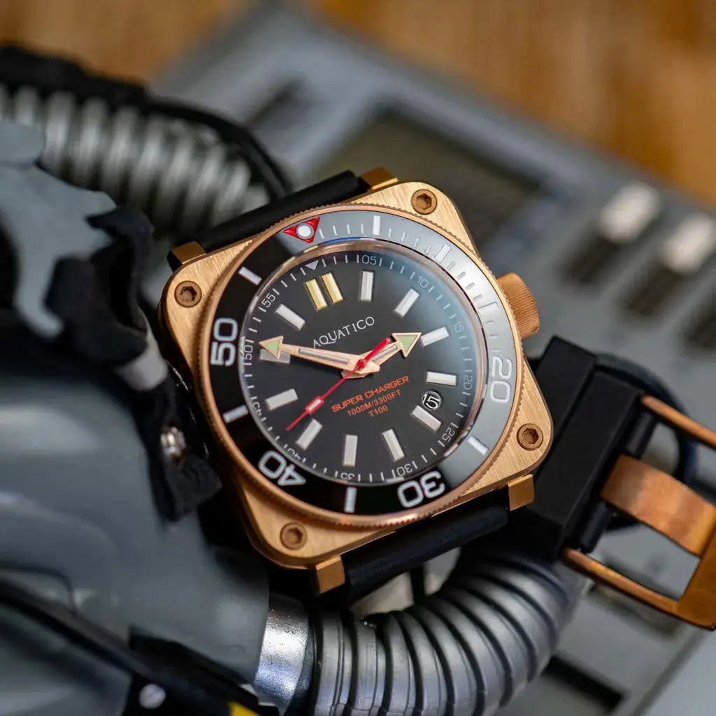 Aquatico Super Charger Bronze Black Dial Watch (SWISS MADE ETA2824-2) aquaticowatchshop