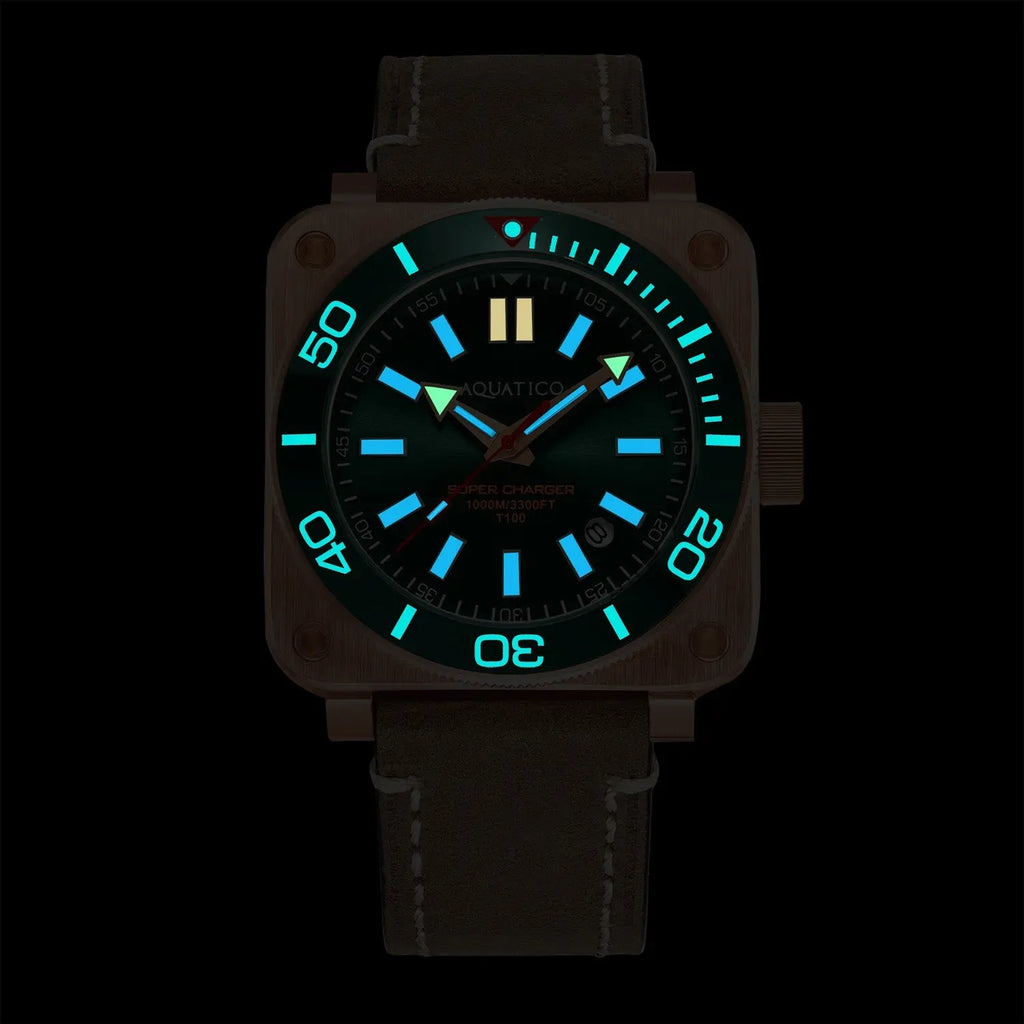 Aquatico Super Charger Bronze Blue Dial Watch (SWISS MADE ETA2824-2) aquaticowatchshop