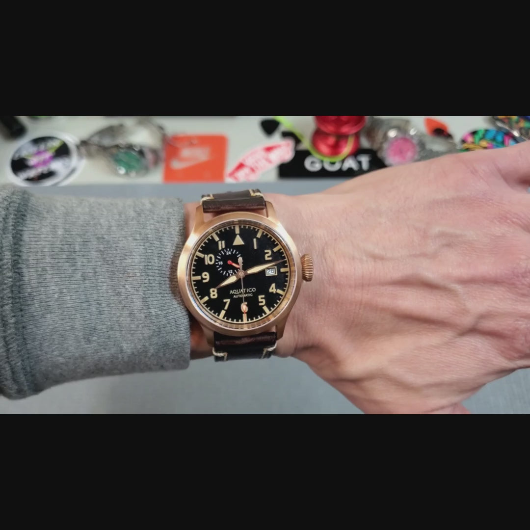 Aquatico Big Pilot 43mm Bronze Black Dial Watch Aquatico Big Pilot 43mm Bronze Black Dial Watch
